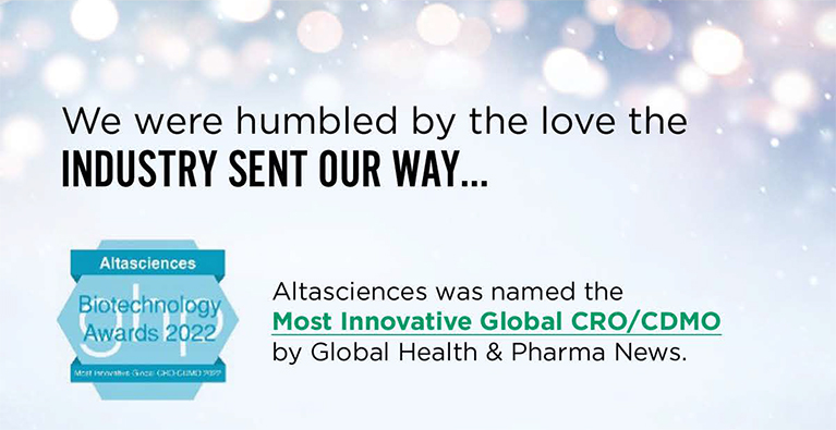 Altasciences named Most Innovative Global CRO/CDMO by Global Health and Pharma News