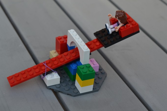 LEGO catapult for a STEM challenge