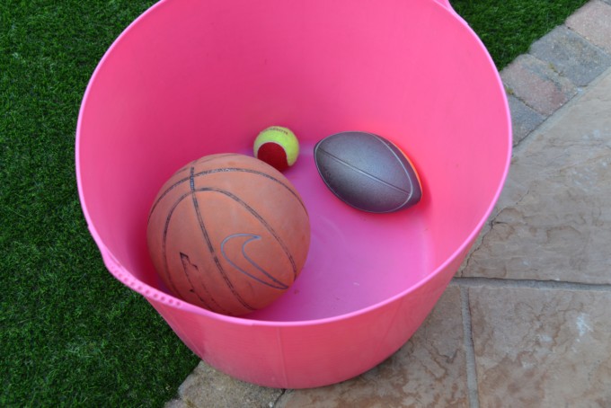 basketball, rugby ball and tennis ball for a science investigation