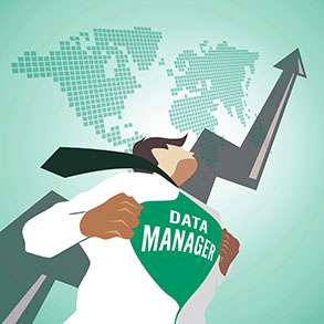 Data manager superhero flying