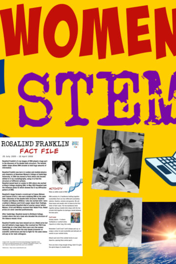 collage of a fact file about women in STEM